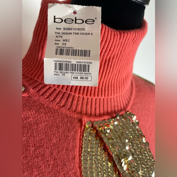 Bebe orange and gold sequin sweater - Picture 2 of 4